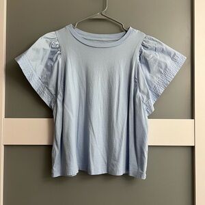 Old Navy Light Blue Flutter Sleeve Blouse